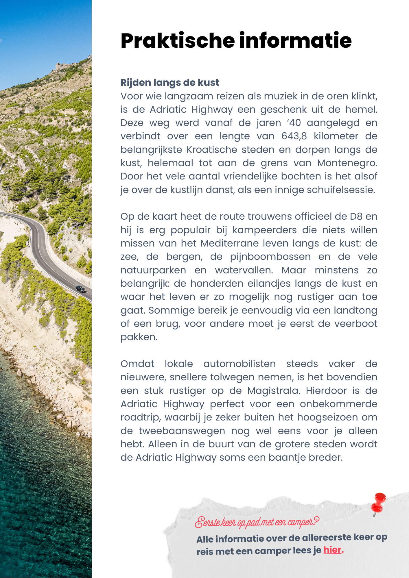 Camperroute langs de kust van Kroatië