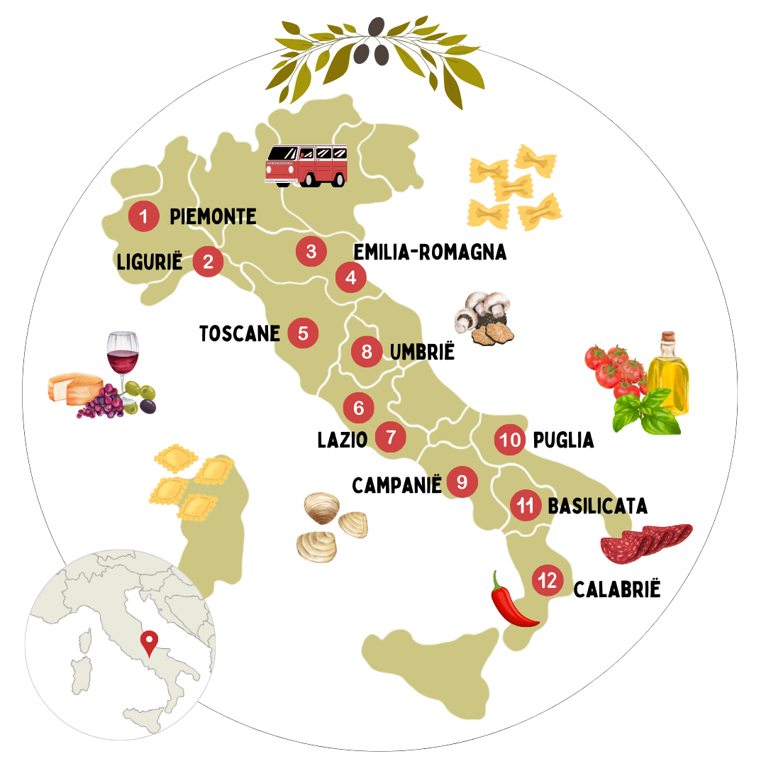 Culinaire camperroute door Italië