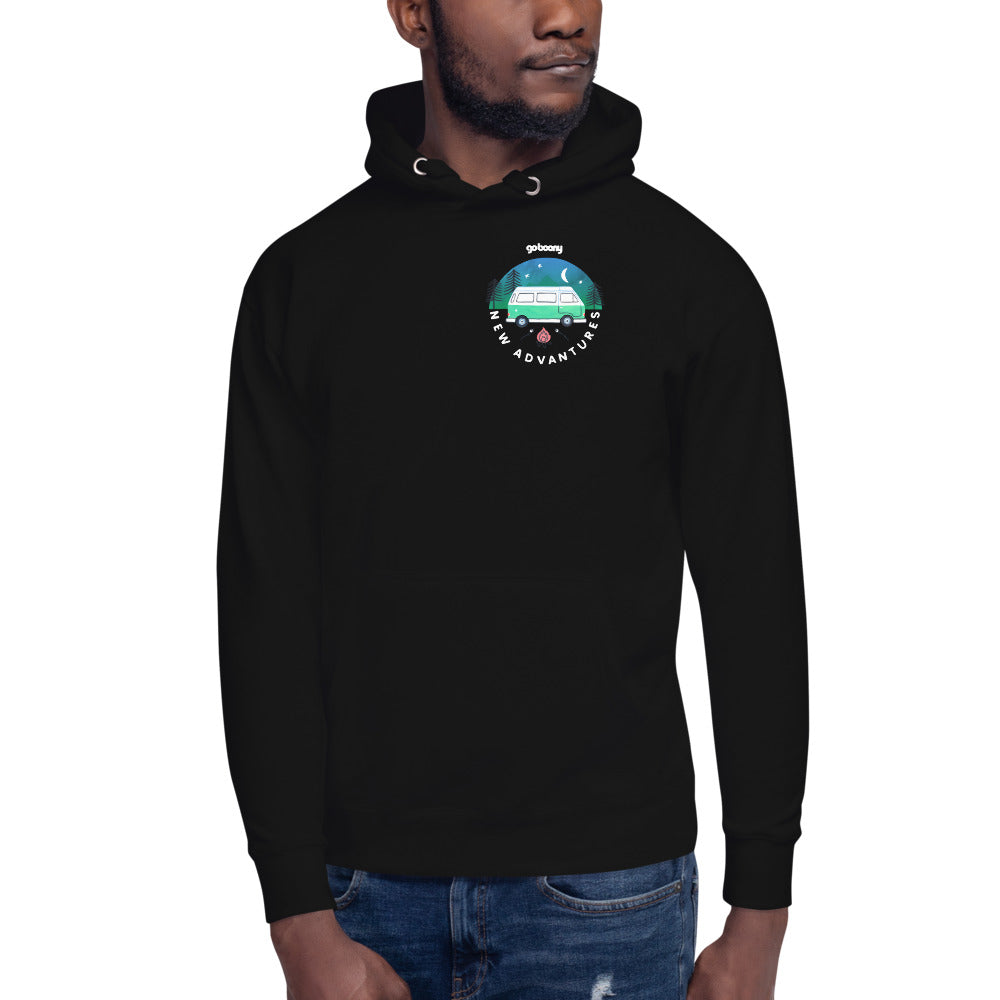 Pocket Style Forest Design Black Hoodie