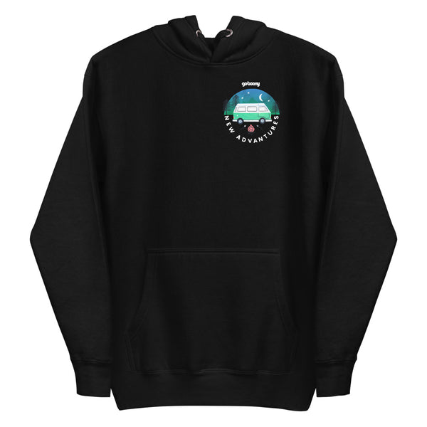 Pocket Style Forest Design Black Hoodie