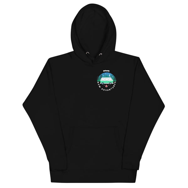 Pocket Style Forest Design Black Hoodie
