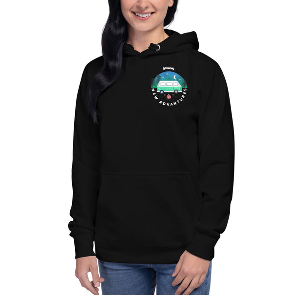 Pocket Style Forest Design Black Hoodie