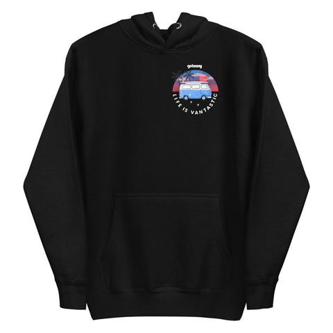 Pocket Style Beach Design Black Hoodie