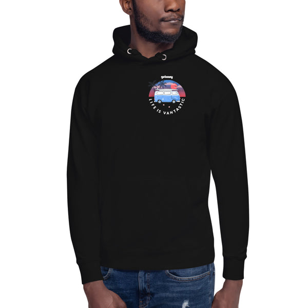 Pocket Style Beach Design Black Hoodie