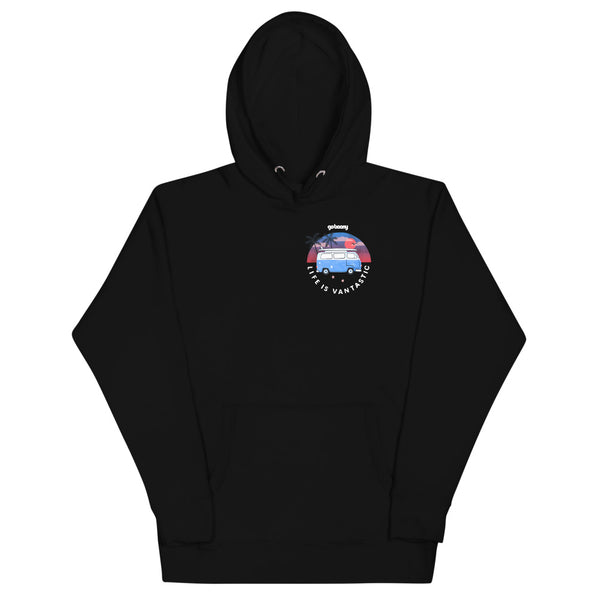 Pocket Style Beach Design Black Hoodie