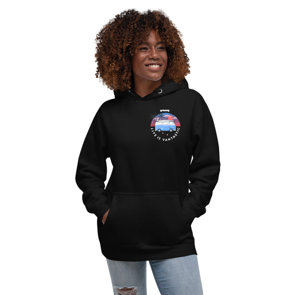 Pocket Style Beach Design Black Hoodie
