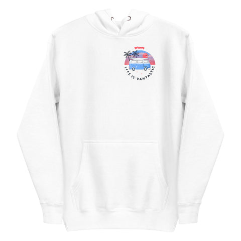 Pocket Style Beach Design White Hoodie